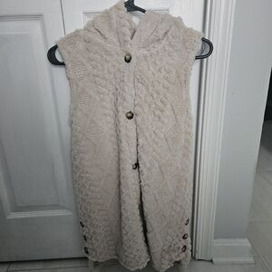 NWOT Cozy Cream Hooded Vest with Button Accents